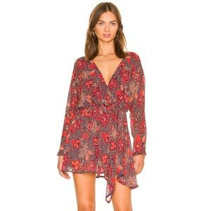 NWT Free People Teegan Mini Dress In Peach Combo XS